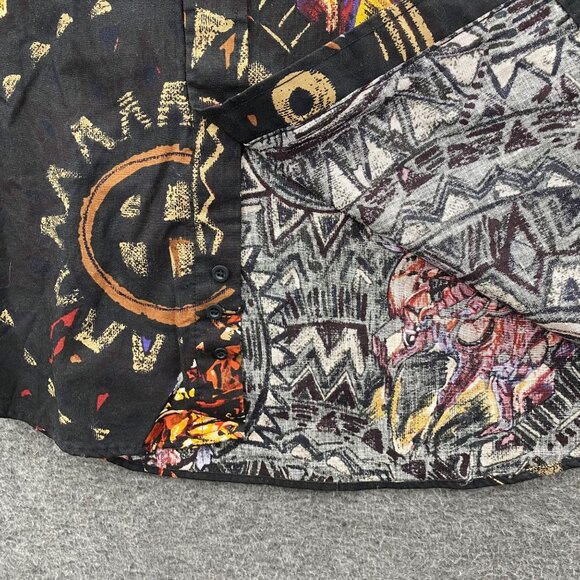 Vintage Lone Roo Roper Button Down Shirt Mens Aztec Native Print Mens XL USA AOP - Picture 3 of 9